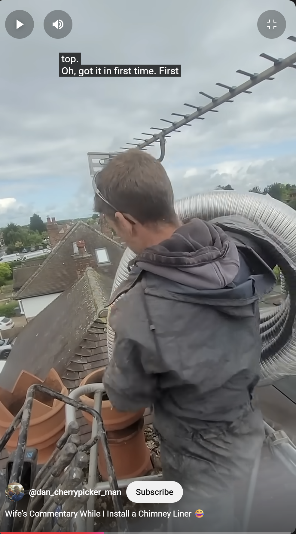 Chimney Liner installation Danny Iwanejko installing a steel chimney liner